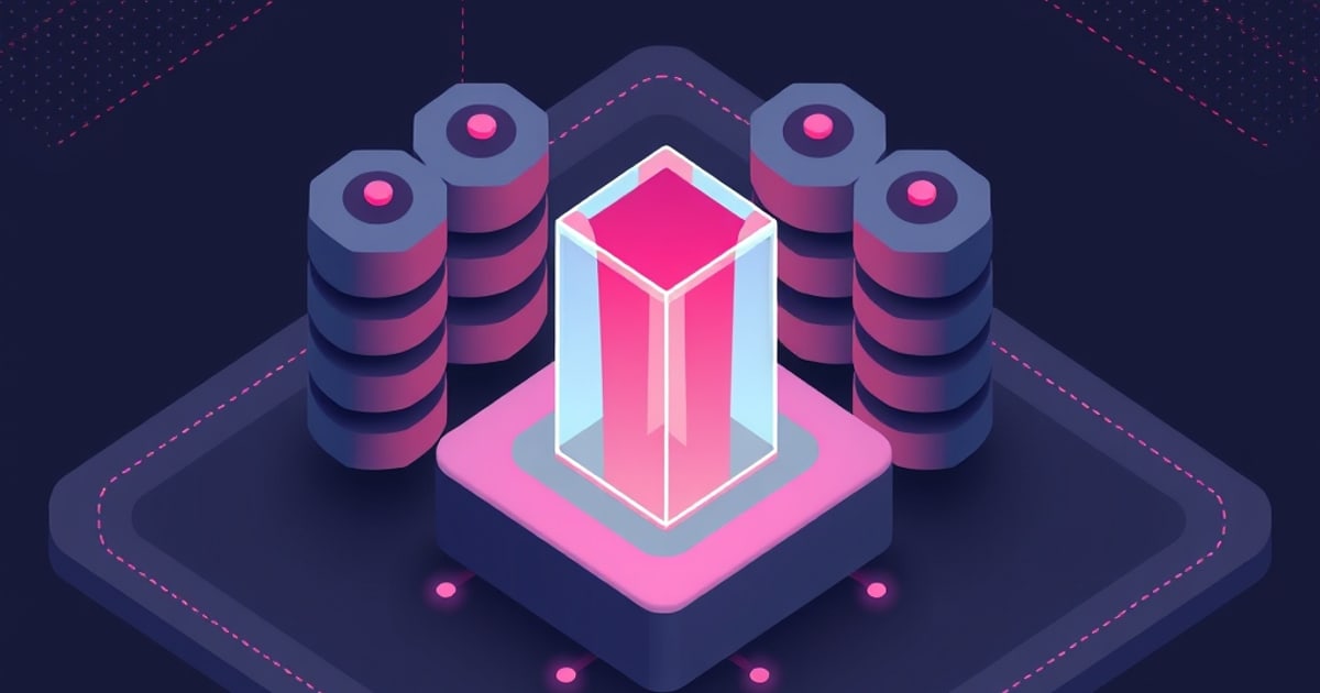 Isometric illustration of arrows flowing from server blocks through checkpoint nodes into a padlocked retrieval panel, representing a hardened RAG pipeline